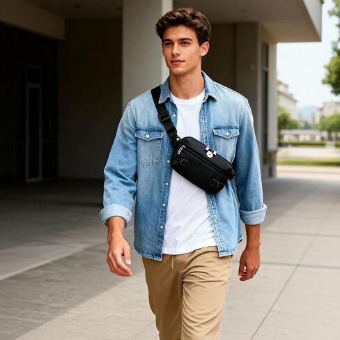 Sling Bag Crossbody Bag with Multi-pocket,Water-resistant Lightweight Casual Chest Waist Fanny Pack for Men and Women,Adjustable Strap,Travel,Daily Use,Hiking,Cycling,Multiple Carry Options in Saudi Arabia