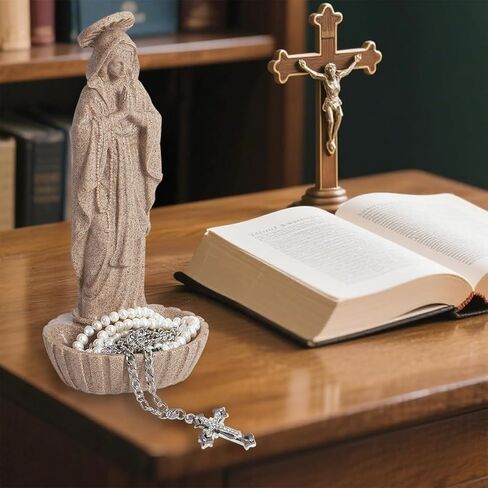 Catholic Blessed Virgin Mary Statue, Catholic Gifts for Women, Virgin Mary Keepsake Rosary Holder, 10.2" Blessed Mother Statues,Religious Gift,Catholic Decor (Sandstone) in Saudi Arabia