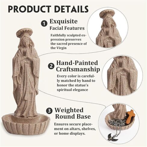 Catholic Blessed Virgin Mary Statue, Catholic Gifts for Women, Virgin Mary Keepsake Rosary Holder, 10.2" Blessed Mother Statues,Religious Gift,Catholic Decor (Sandstone) in Saudi Arabia