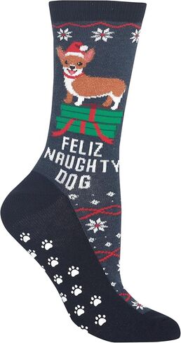 Hot Sox womens Cozy Holiday Gripper Crew Socks - 1 Pair Pack - Cute & Fun Novelty Fashion Gifts in Saudi Arabia