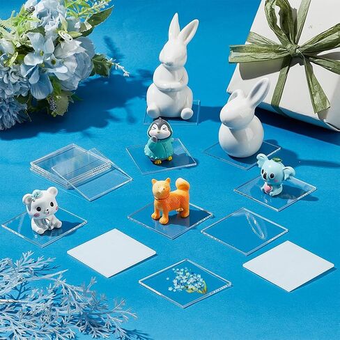 FINGERINSPIRE 20 Pcs 2x2Inch Clear Square Bases Acrylic Model Bases Rectangular Figure Stands Model Display Base for Wargaming Boardgaming and Collectible Figures Gaming Table Game in Saudi Arabia