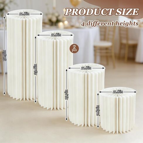 JarThenaAMCS 5Pcs Cylinder Stand for Party Round Cake Pedestal Stands with Acrylic Plates Foldable Cardboard Column Tables for Valentine's Day Anniversary Birthday Baby Shower Wedding Display Decoration in Saudi Arabia
