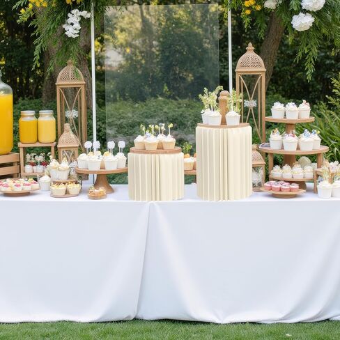 JarThenaAMCS 5Pcs Cylinder Stand for Party Round Cake Pedestal Stands with Acrylic Plates Foldable Cardboard Column Tables for Valentine's Day Anniversary Birthday Baby Shower Wedding Display Decoration in Saudi Arabia