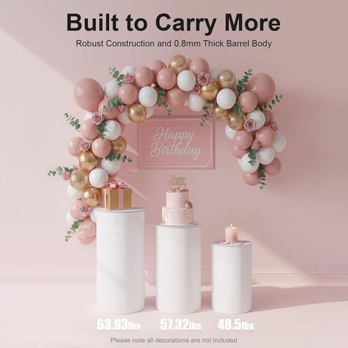 حامل قاعدة أسطواني مستدير، 3 قطع طاولات أسطوانية مستديرة كبيرة، أعمدة عرض طاولة الحلوى، هيكل متكامل ومرح DIY لحفلات الزفاف ومتاجر أعياد الميلاد وحفلات استقبال الأطفال وحفلات التخرج in Kuwait