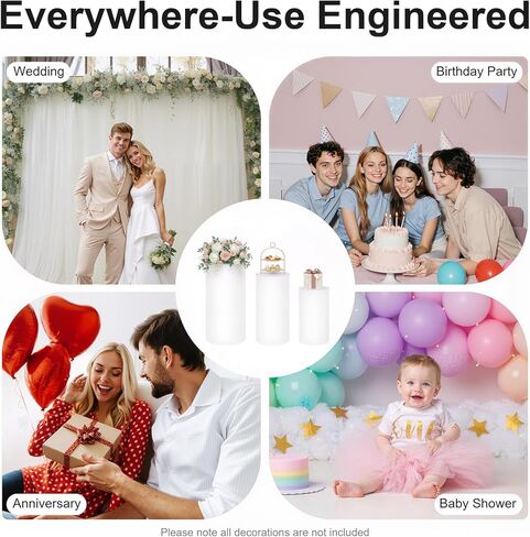 حامل قاعدة أسطواني مستدير، 3 قطع طاولات أسطوانية مستديرة كبيرة، أعمدة عرض طاولة الحلوى، هيكل متكامل ومرح DIY لحفلات الزفاف ومتاجر أعياد الميلاد وحفلات استقبال الأطفال وحفلات التخرج in Kuwait