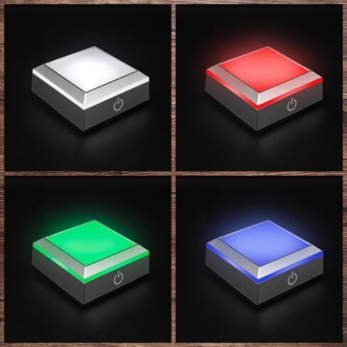 HAN'S LASER LED Light Base for 3D Crystal Photo, Colorful Lighted Display Stand, Suitable for Glass Crystal Artwork,Holiday Party Decoration (Small Square) in Saudi Arabia