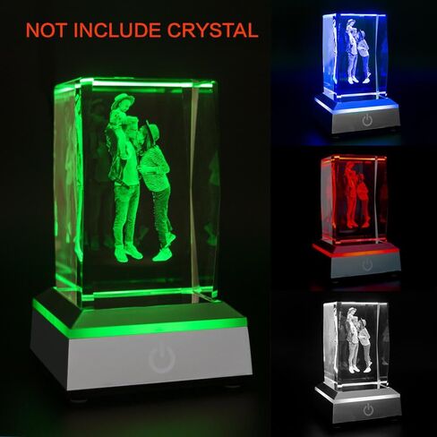 HAN'S LASER LED Light Base for 3D Crystal Photo, Colorful Lighted Display Stand, Suitable for Glass Crystal Artwork,Holiday Party Decoration (Small Square) in Saudi Arabia
