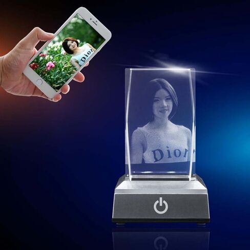 HAN'S LASER LED Light Base for 3D Crystal Photo, Colorful Lighted Display Stand, Suitable for Glass Crystal Artwork,Holiday Party Decoration (Small Square) in Saudi Arabia