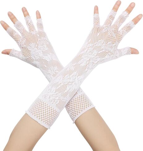 Women's Fishnet Glove Elastic Elbow Length Half Finger Mesh Gloves for Cosplay Party Club in Saudi Arabia