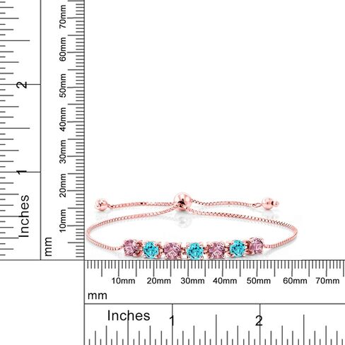 Gem Stone King 2.94 Ct Pink Lab Grown Diamond Swiss Blue Topaz 18K Rose Gold Plated Silver Bracelet For Women in Saudi Arabia