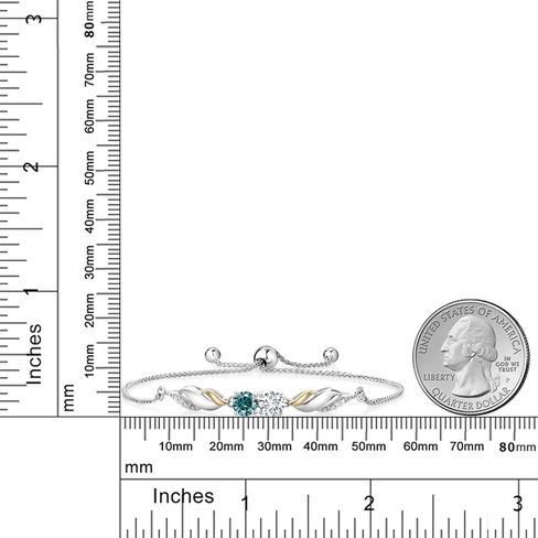 Gem Stone King 925 Silver and 10K Yellow Gold Bracelet For Women Lab Grown Diamond Blue Moissanite (1.02 Cttw) in Saudi Arabia