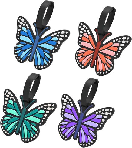 4 Pack Butterfly Luggage Tags – Colorful Silicone Travel Identifiers, Waterproof & Durable Suitcase Tags for Men & Women in Saudi Arabia