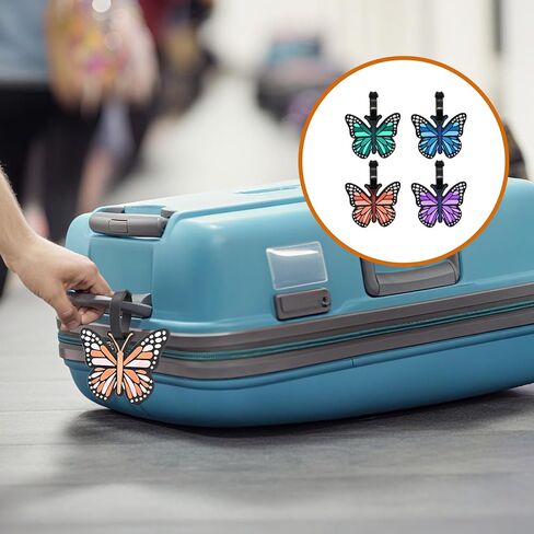 4 Pack Butterfly Luggage Tags – Colorful Silicone Travel Identifiers, Waterproof & Durable Suitcase Tags for Men & Women in Saudi Arabia
