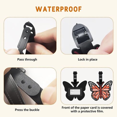 4 Pack Butterfly Luggage Tags – Colorful Silicone Travel Identifiers, Waterproof & Durable Suitcase Tags for Men & Women in Saudi Arabia
