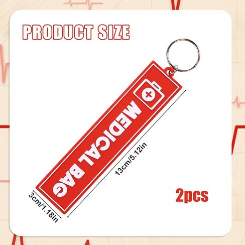 2pcs Medical Alert Tags for Bags, Double-Sided Medical Equipment Luggage Tags with Key Ring Respiratory Supplies Keychain Label for Backpack Suitcase & Travel Gear (Red) in Saudi Arabia