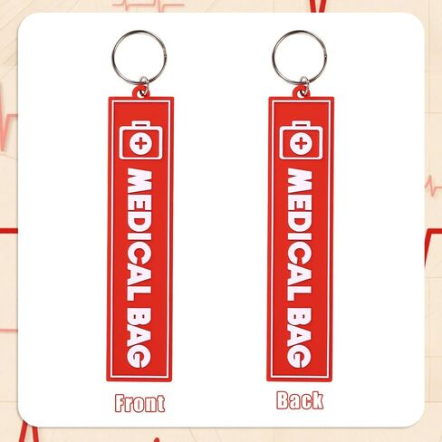 2pcs Medical Alert Tags for Bags, Double-Sided Medical Equipment Luggage Tags with Key Ring Respiratory Supplies Keychain Label for Backpack Suitcase & Travel Gear (Red) in Saudi Arabia