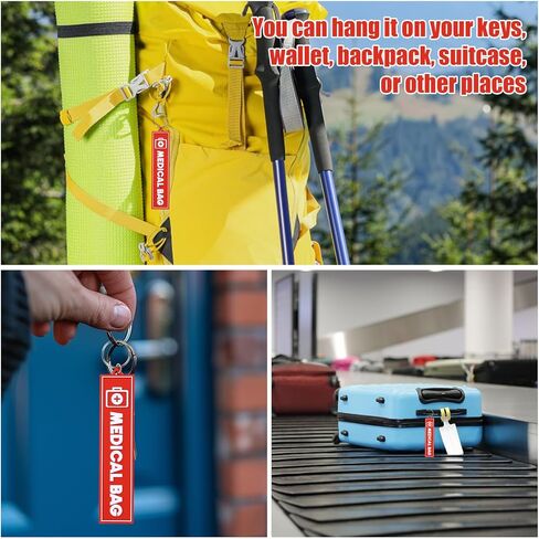 2pcs Medical Alert Tags for Bags, Double-Sided Medical Equipment Luggage Tags with Key Ring Respiratory Supplies Keychain Label for Backpack Suitcase & Travel Gear (Red) in Saudi Arabia