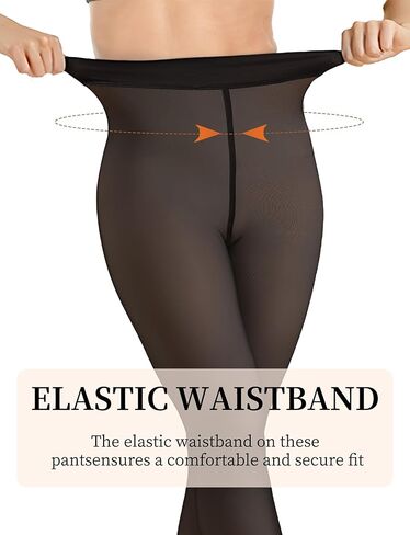 Buauty Fleece Lined Tights Sheer for Women-Fake Translucent Thermal Leggings High Waist Thick Warm Pantyhose for Winter in Saudi Arabia