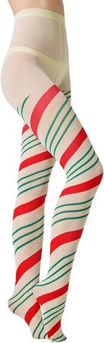 Christmas Striped Tights for Women,80D Opaque Striped Pantyhose for Halloween in Saudi Arabia