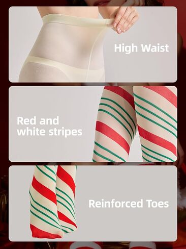 Christmas Striped Tights for Women,80D Opaque Striped Pantyhose for Halloween in Saudi Arabia