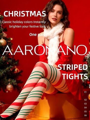 Christmas Striped Tights for Women,80D Opaque Striped Pantyhose for Halloween in Saudi Arabia