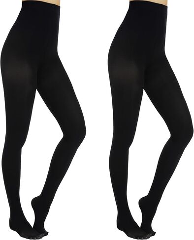 Women's 70D Soft Semi Opaque Solid Color High Waist Footed Pantyhose - Everyday Tights in Black & Nude (S-M/L-XL) in Saudi Arabia