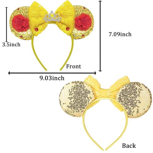 Mouse Ears Headband - Yellow Ears for Women Adut, for Cartoon Princess Costume Cosplay Birthday Party Theme Park in Saudi Arabia