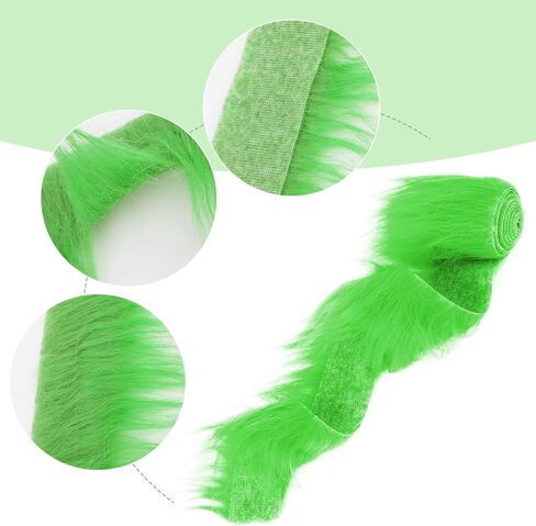 2x60Inch Green Faux Fur Shaggy Plush Faux Fur Fabric Precut Faux Fur Strips Fake Fur Fabric Fluffy Fuzzy Craft Fur Soft Fur Trim for Gnomes Beard Therian Mask Santa Claus Hair Dwarf Cosplay Decoration in Saudi Arabia