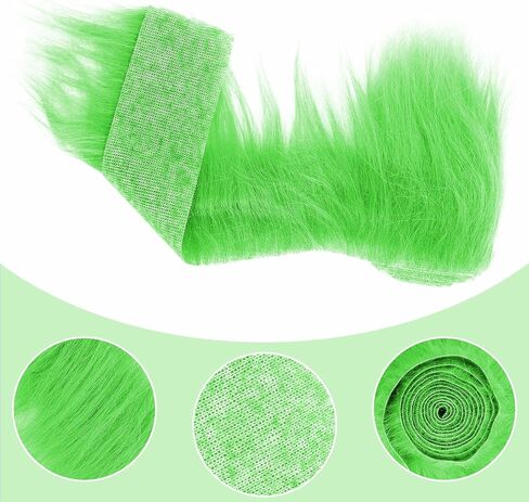 2x60Inch Green Faux Fur Shaggy Plush Faux Fur Fabric Precut Faux Fur Strips Fake Fur Fabric Fluffy Fuzzy Craft Fur Soft Fur Trim for Gnomes Beard Therian Mask Santa Claus Hair Dwarf Cosplay Decoration in Saudi Arabia