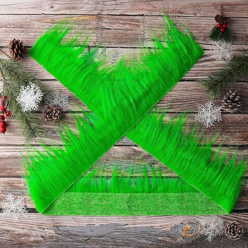 2x60Inch Green Faux Fur Shaggy Plush Faux Fur Fabric Precut Faux Fur Strips Fake Fur Fabric Fluffy Fuzzy Craft Fur Soft Fur Trim for Gnomes Beard Therian Mask Santa Claus Hair Dwarf Cosplay Decoration in Saudi Arabia