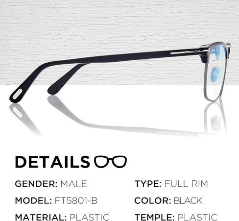 Tom Ford FT5802-B Retangle Shape Eyeglass Frame + Bundle With eSHADES Eyewear Cleaning Kit, 53 mm, Shiny Black ( 53 Mm ) in Saudi Arabia
