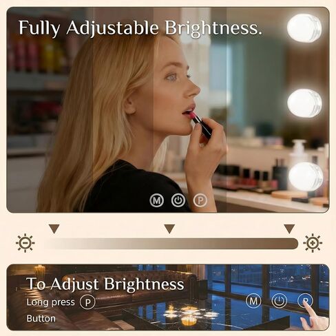 Makeup Vanity Mirror with 15 Dimmable LED Bulbs，23"x18" Large Vanity Mirror with 3 Color Lights，Detachable 10X Magnifying Mirror，White Vanity Lighted Mirror for Tabletop and Wall Mounted in Saudi Arabia