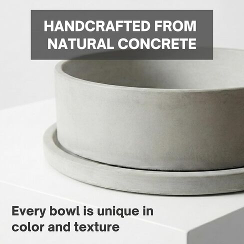 Simon Brothers Concrete Fruit Bowl with Tray for Kitchen Counter - Large Decorative Bowl for Home Decor - Modern Key Bowl for Entryway Table - Minimalist Decor for Coffee Table in Saudi Arabia