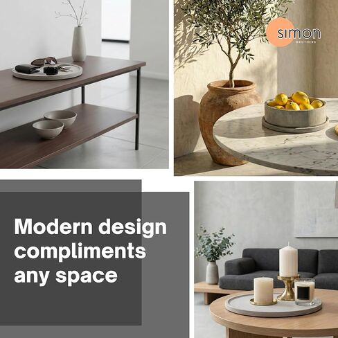 Simon Brothers Concrete Fruit Bowl with Tray for Kitchen Counter - Large Decorative Bowl for Home Decor - Modern Key Bowl for Entryway Table - Minimalist Decor for Coffee Table in Saudi Arabia