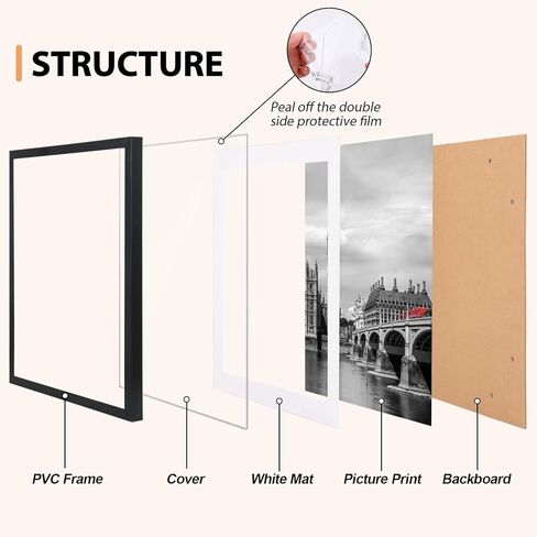 Fixwal 11x14 Picture Frame Set of 6 with Shatter Resistant Plastic Glass, Thin Border and Light Weight Photo Frames for Wall or Tabletop Display, Black in Saudi Arabia