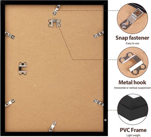 Fixwal 11x14 Picture Frame Set of 6 with Shatter Resistant Plastic Glass, Thin Border and Light Weight Photo Frames for Wall or Tabletop Display, Black in Saudi Arabia