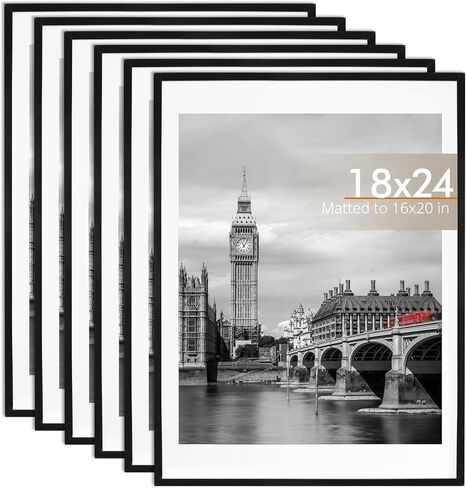 Fixwal 11x14 Picture Frame Set of 6 with Shatter Resistant Plastic Glass, Thin Border and Light Weight Photo Frames for Wall or Tabletop Display, Black in Saudi Arabia