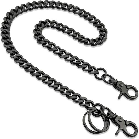 سلسلة محفظة للرجال والنساء، سلسلة مفاتيح للجيب شديدة التحمل مقاس 23 بوصة مع حلقتين للمفاتيح والسراويل والجينز والحزام - لون رصاصي - 1P in Kuwait