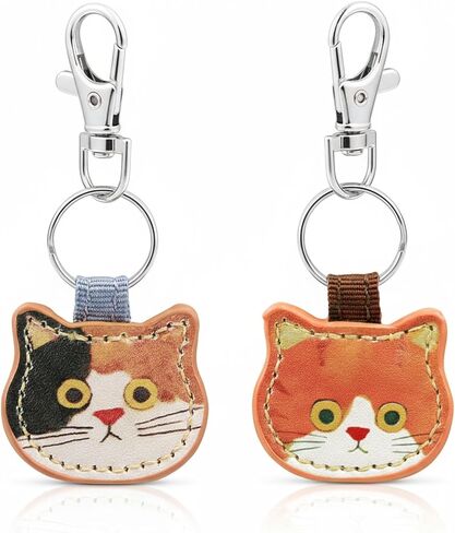 سلسلة مفاتيح MemeChic Calico Cat & Ginger Cats، حقيبة سحرية لطيفة من جلد البولي يوريثان وحامل سلسلة مفاتيح للسيارة، هدية حيوانات كرتونية لمحبي القطط والنساء والرجال والأولاد والبنات in Kuwait