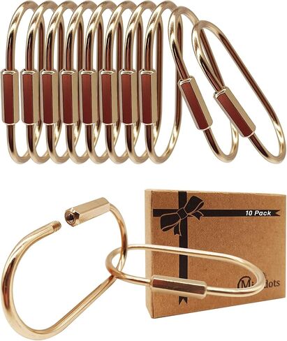 Brass Gold Carabiner Clip for Keys - Loose Leaf Binder Rings, Screw Lock Keychain and Carabiner Clip with Lock for Backpacks, Luggage Tags, Pet Collar Clips and Outdoor Accessories, 10 Packs in Saudi Arabia