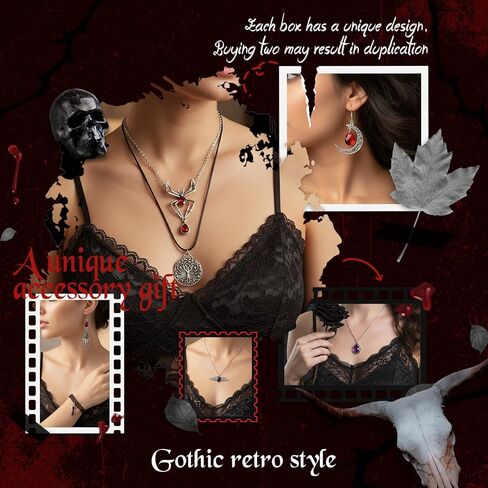 Tondiamo Gothic Jewelry Jar, 50pcs Gothic Jewelry Set for Women – Contains Punk Witch Necklaces, Earrings, Rings & Bracelets, Goth Gift Box for Her Birthday, Halloween in Saudi Arabia