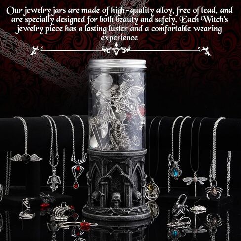 Tondiamo Gothic Jewelry Jar, 50pcs Gothic Jewelry Set for Women – Contains Punk Witch Necklaces, Earrings, Rings & Bracelets, Goth Gift Box for Her Birthday, Halloween in Saudi Arabia