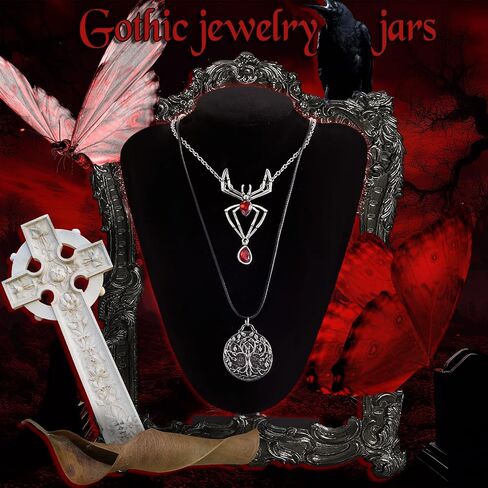 Tondiamo Gothic Jewelry Jar, 50pcs Gothic Jewelry Set for Women – Contains Punk Witch Necklaces, Earrings, Rings & Bracelets, Goth Gift Box for Her Birthday, Halloween in Saudi Arabia