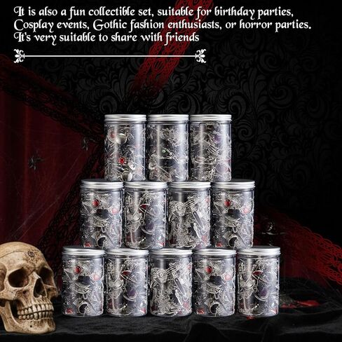 Tondiamo Gothic Jewelry Jar, 50pcs Gothic Jewelry Set for Women – Contains Punk Witch Necklaces, Earrings, Rings & Bracelets, Goth Gift Box for Her Birthday, Halloween in Saudi Arabia