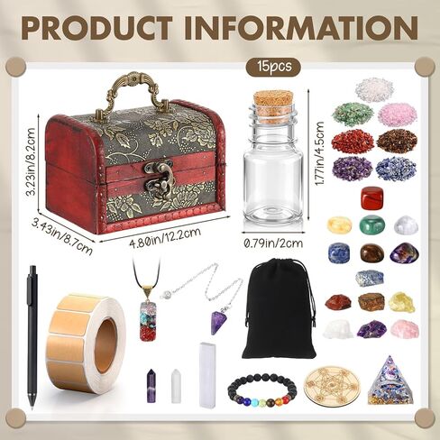 64 Pcs Crystals and Healing Stones Set for Meditation,7 Raw Chakra Stones Crystals Kit Pyramid Reiki Real Crystal Stone with Wooden Box, Lava Bracelet, Chakra Necklace, Gifts for Crystal Beginners in Saudi Arabia