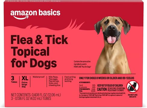 علامة Amazon - Solimo for Dogs Xlarge Dog (89-132 جنيهًا) بذوم البراغيث والعلاج ، 6 جرعات in Saudi Arabia