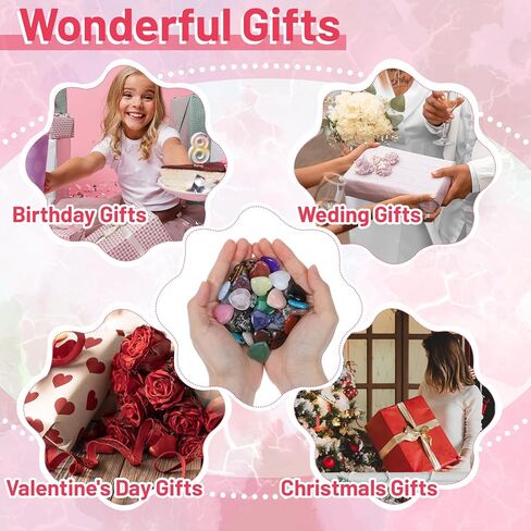 144 قطعة من أحجار الكريستال على شكل قلب، 0.8 بوصة من أحجار القلق والبلورات السائبة وحجر الشفاء، مجموعة أحجار كريمة كريستالية طبيعية من حجر الكريستال لهدايا ديكور التأمل DIY موازنة الشاكرا in Kuwait