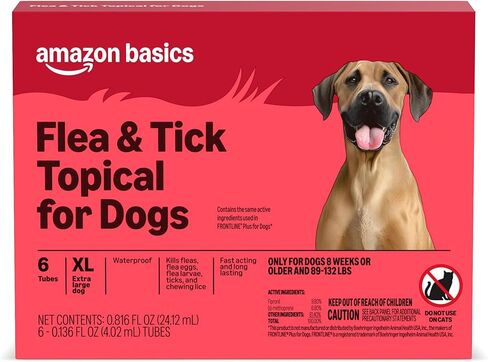 Amazon Brand - Solimo for Dogs XLarge Dog (89-132 pounds) Flea and Tick Treatment, 6 Doses in Saudi Arabia