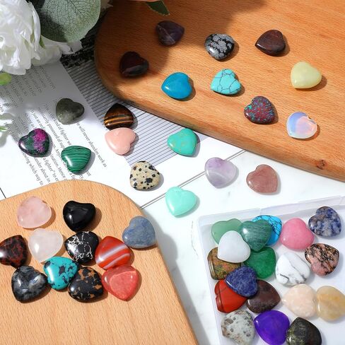 144 قطعة من أحجار الكريستال على شكل قلب، 0.8 بوصة من أحجار القلق والبلورات السائبة وحجر الشفاء، مجموعة أحجار كريمة كريستالية طبيعية من حجر الكريستال لهدايا ديكور التأمل DIY موازنة الشاكرا in Kuwait