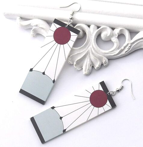 JinYu Demon Slayer Earrings Kamado Tanjirou's Earrings Japanese Anime Demon Slayer Cosplay Prop Cartoon Acrylicv in Saudi Arabia